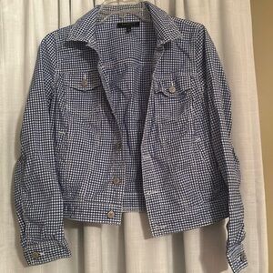 Talbots women blue and white gingham jacket